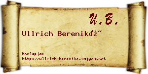 Ullrich Bereniké névjegykártya